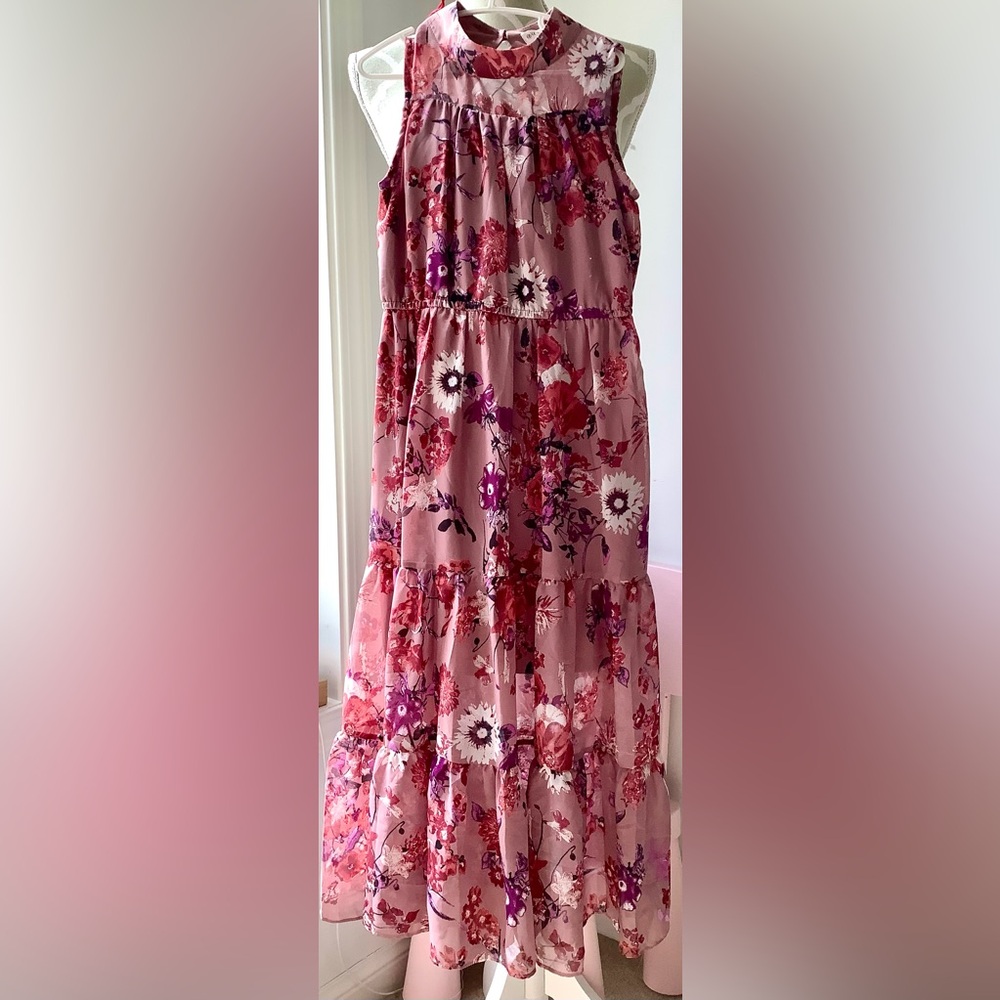 Floral Pink Girls Maxi Dress